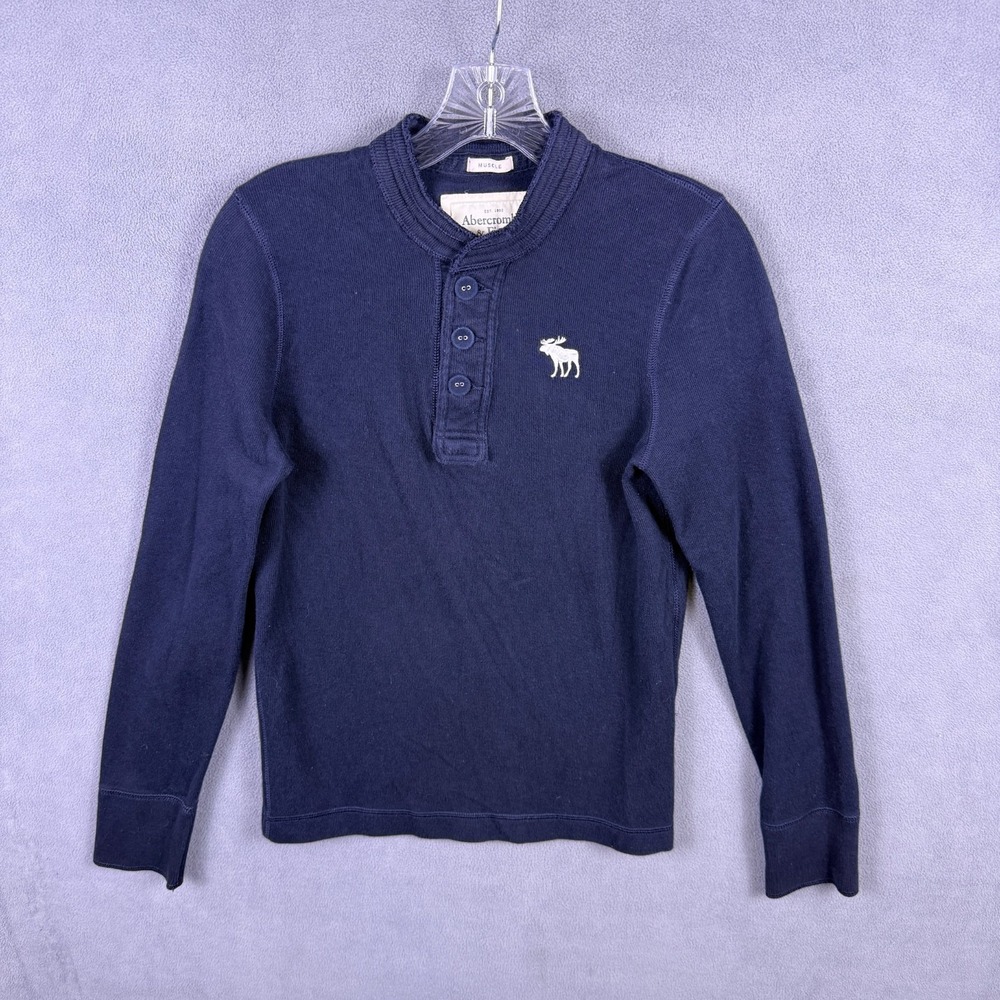 VTG Y2K Abercrombie & Fitch Shirt Mens Waffle Henley Muscle Sweater Thermal S